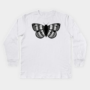 Black And White Moth Kids Long Sleeve T-Shirt